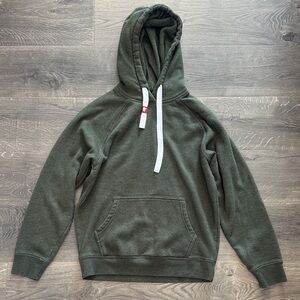 Men's Olive Green Fleece Hooded Sweatshirt with Drawstring